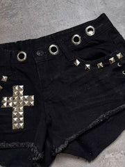 EMO Black Streetwear High Waist Shorts