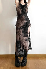 Tassel Hooded High Split Midi Dress