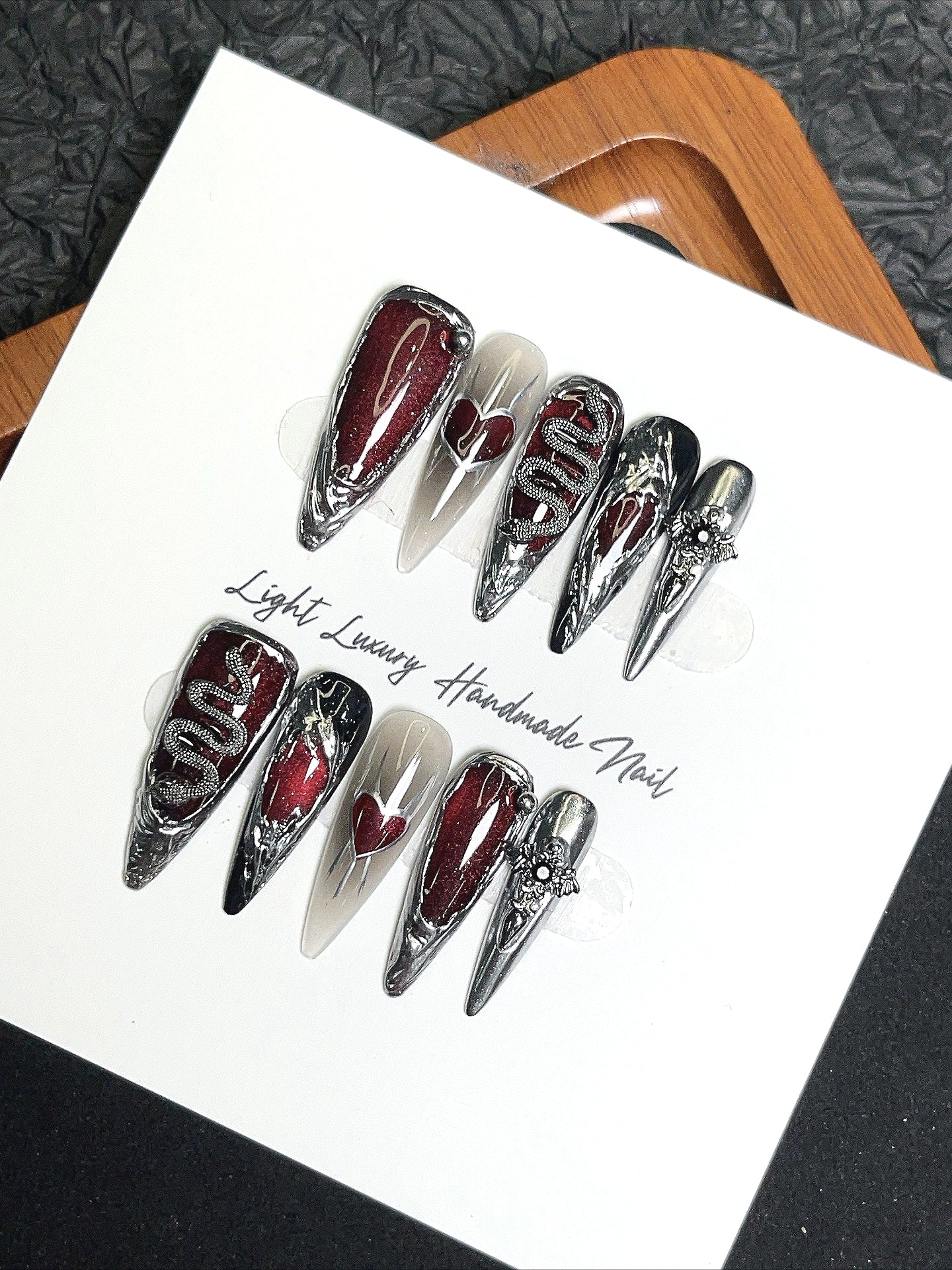 Dark Snake Pattern Gothic Press On Nails Main image