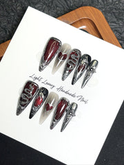 Dark Snake Pattern Gothic Fake Nails