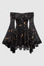 Gothic Star Moon Mesh Flare Sleeve Mini Dress