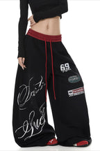 Graffiti Print Wide Leg Pants