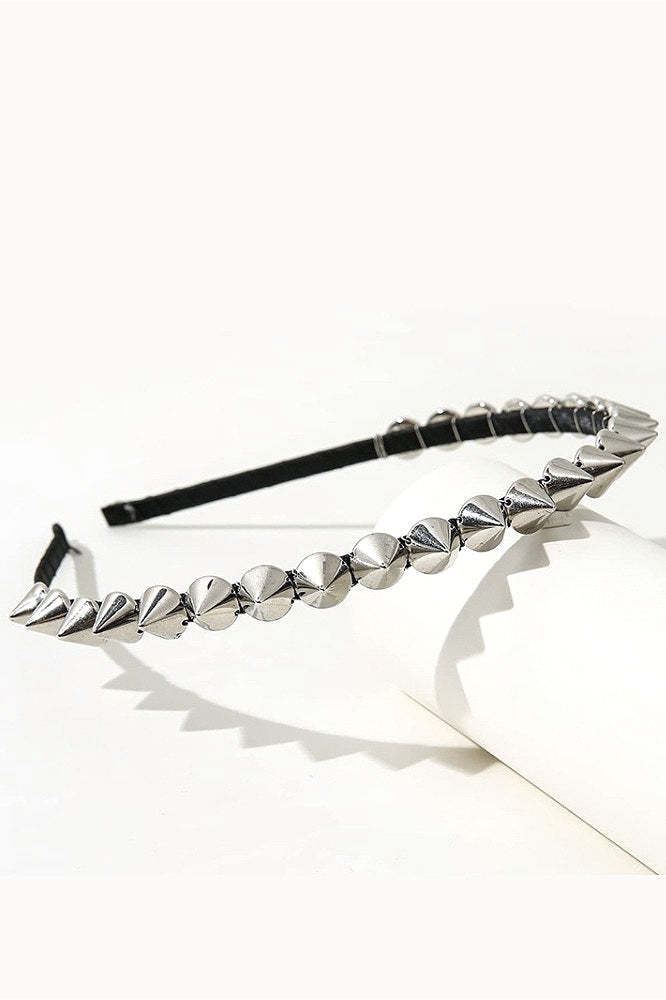 Silver Metal Rivet Pointed Headband Hair Accs Secondary image