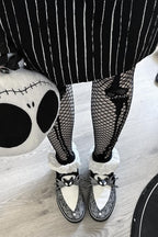 Gothic Skull Print Fishnet Socks