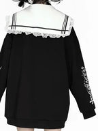 Printed Sailor Collar Oversized Jacket