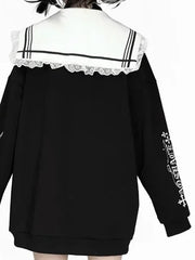 Printed Sailor Collar Oversized Jacket