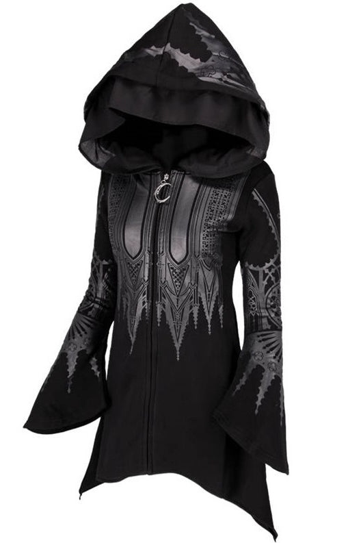 Wing Graphic Pointed Hem Hoodies