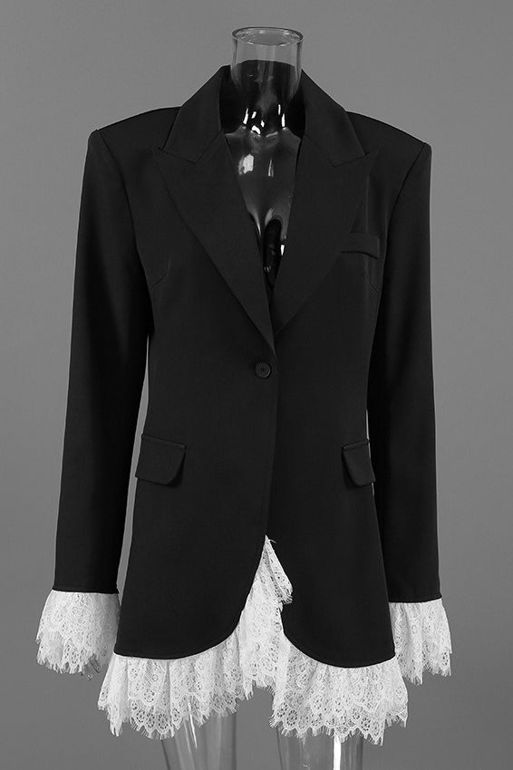 Contrast Lace Cuff Hem Coats