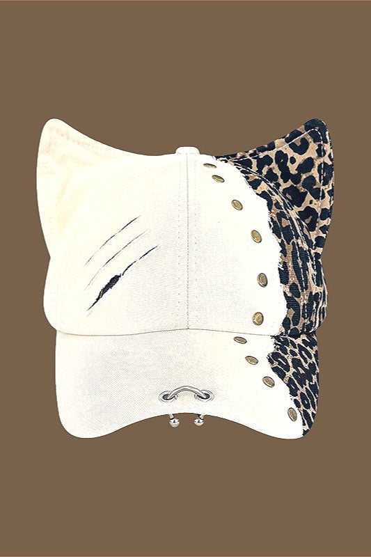 Leopard Rivet Cat Ear Hat