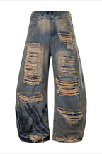 Extreme Distressed Barrel Jeans