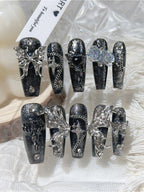 Dark Gothic Style Glitter Press On Nails