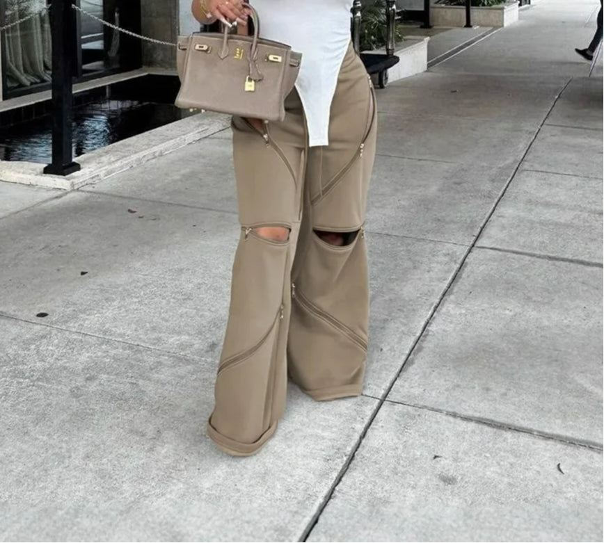Zipper Adjust Gothic Loose Joggers Pant Secondary image