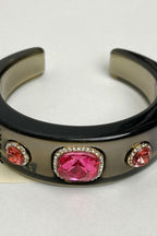 Rhinestone Resin Round Open Bracelet