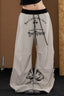 Striped Ornate Print Wide Pants