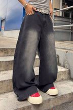 Spiderweb Graphic Washed Wide Leg Jeans