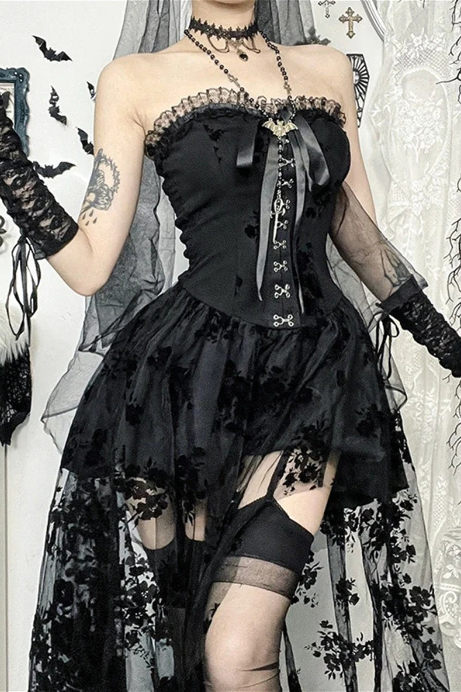 Slim Fit Elegant Strapless Corset Midi Dress Main image