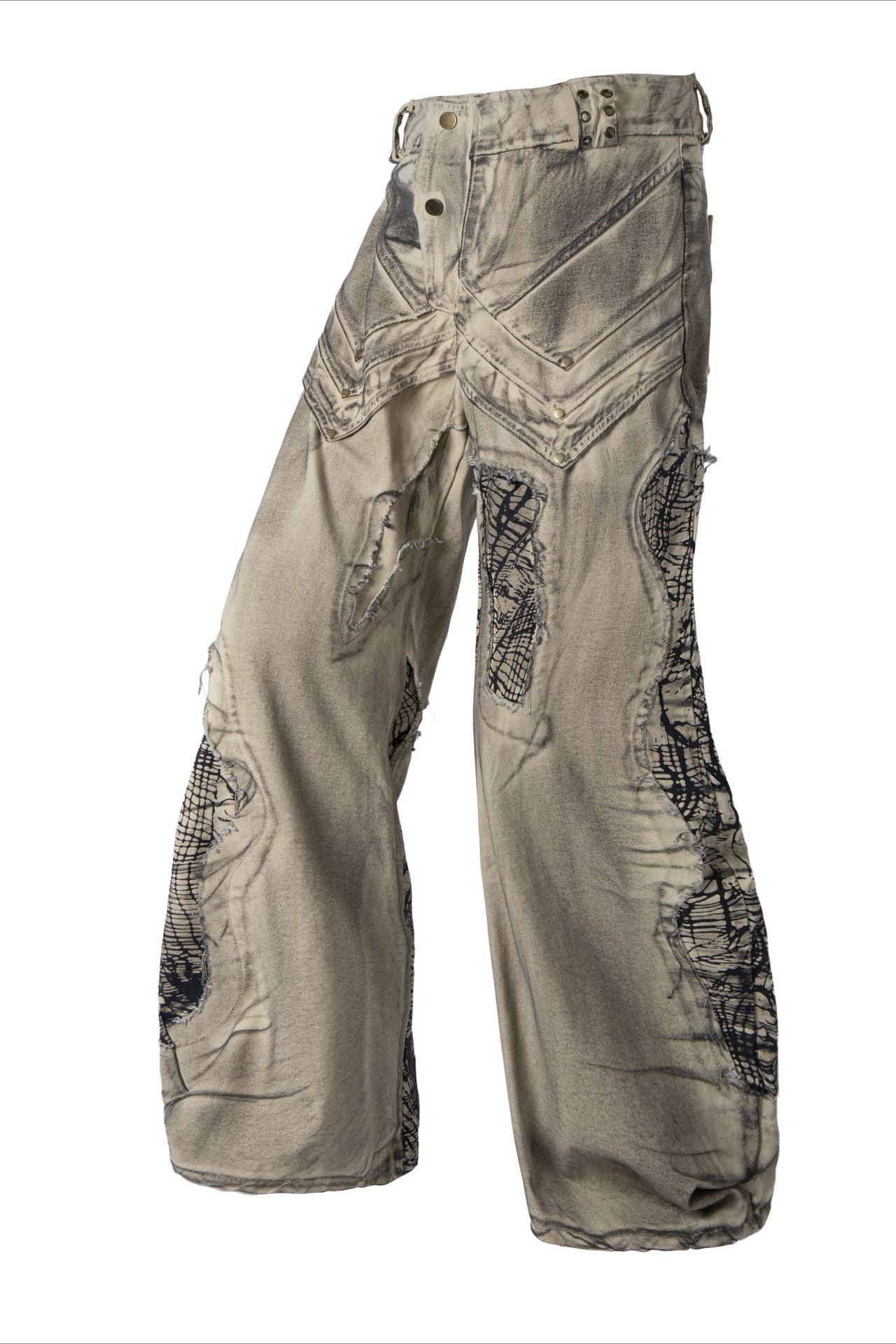 Applique Panel Barrel Jeans