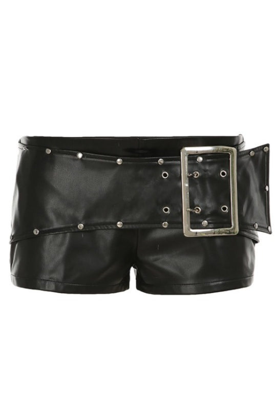 Oversized Buckle Eyelet Trim Shorts