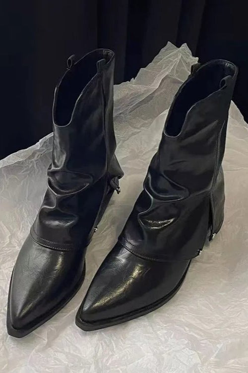 Pointed Toe Folded Shaft Boots