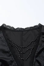 Goth Dark Lace Velvet Batwing Sleeve Maxi Dress