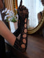 Dark Style Black Rhinestone Fishnet Rose Long Gloves