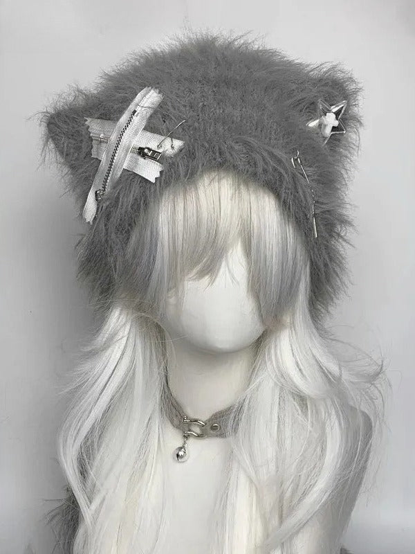 Fluffy Bear Ear Gothic Lolita Y2K Winter Warm Hat Secondary image
