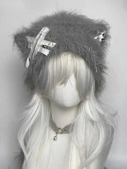Fluffy Bear Ear Gothic Lolita Y2K Winter Warm Hat
