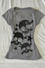 Skull Star Printed Shoulder Fit Ruched Slim T-shirt