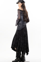 Dark Punk Heavy-Duty Paneled Denim Skirt