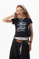 Retro Snake Cotton T-Shirt