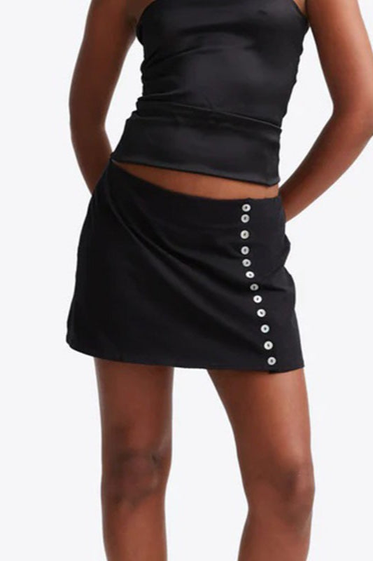 Button Detail Mini Skirt