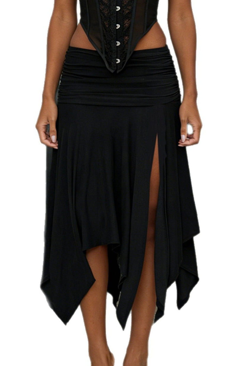 Foldover Waist Pointed Hem Skirts