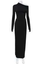 Asymmetric Shoulder Long Sleeve Skirt Sets
