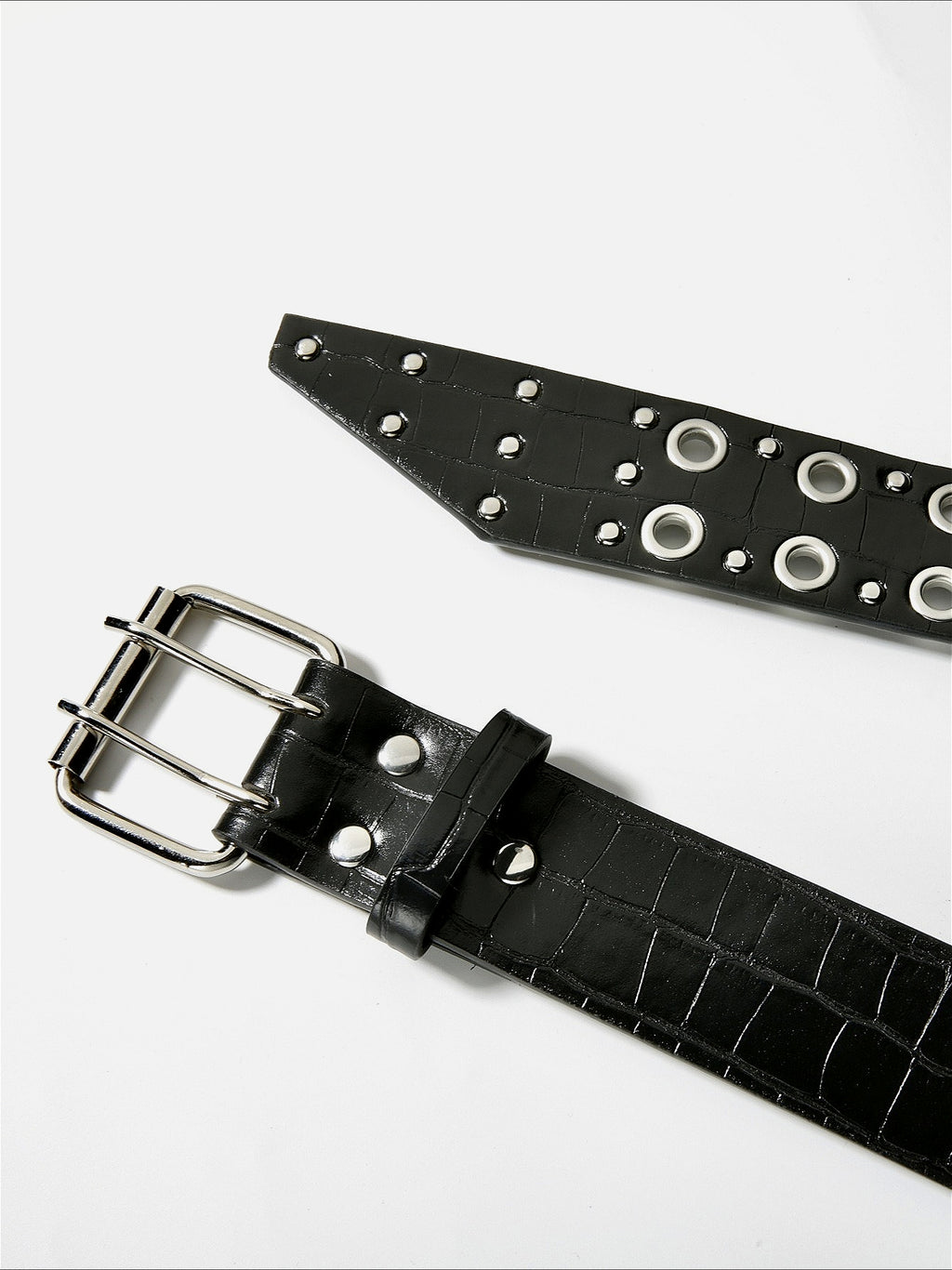 Punk Style Double Eyelet Rivet Leather Belt
