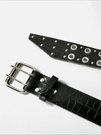 Punk Style Double Eyelet Rivet Leather Belt