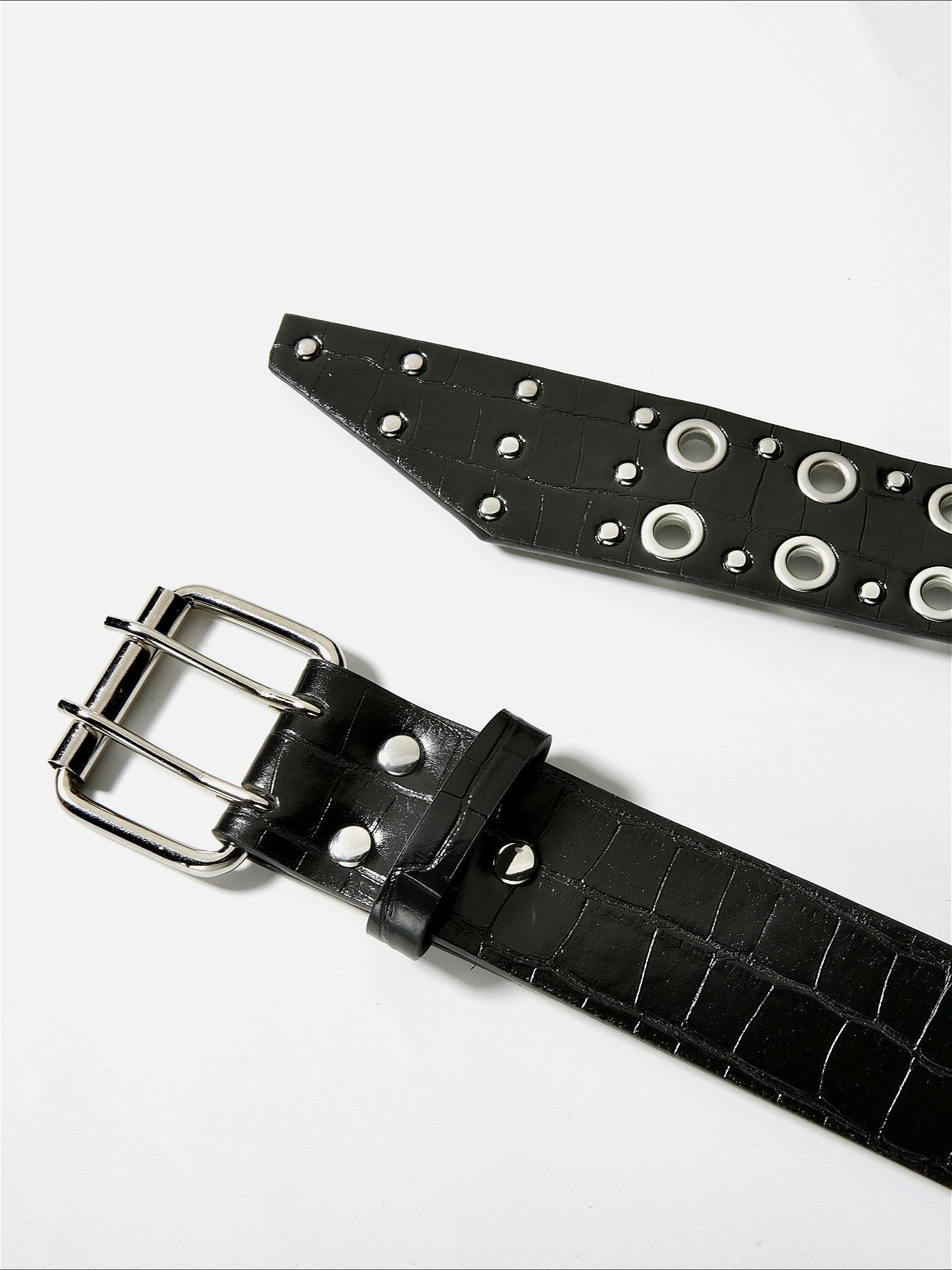 Punk Style Double Eyelet Rivet Leather Belt