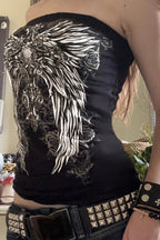 Dark Retro Wings Print Bandeau Tank Top