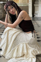 Leopard Ruffle Asymmetrical Maxi Skirt