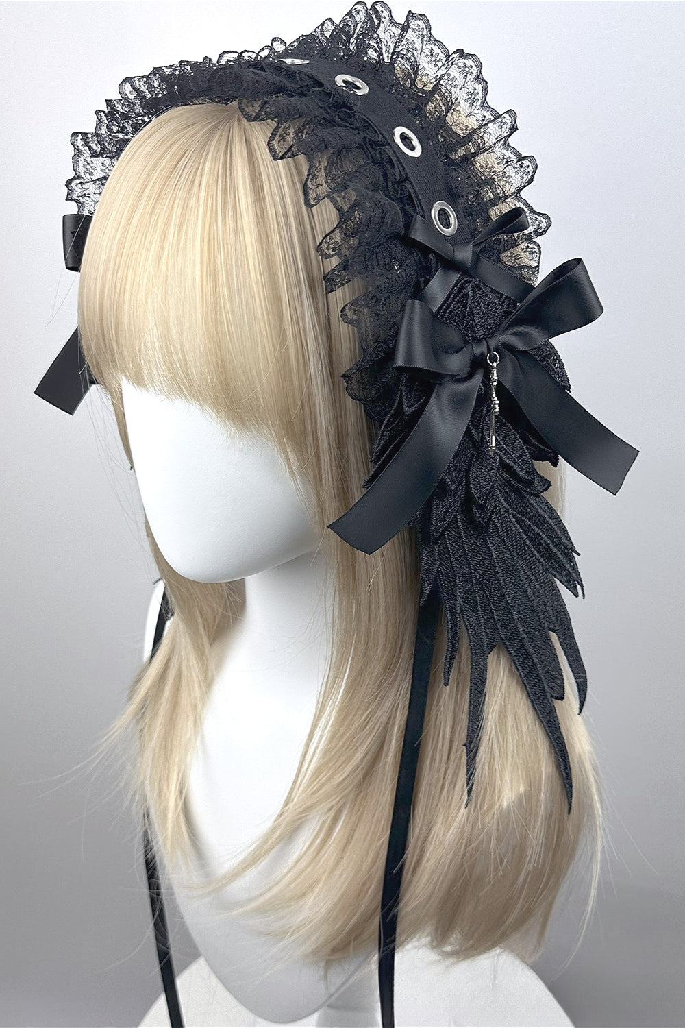Gothic Wing Bow Headband Hair Accs