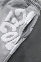Letter Graphic Drawstring Wide Leg Sweatpants