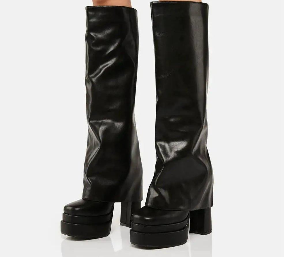 Winter Fold Over Chunky Gothic Platform Boot Main image