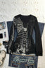 Black Skull Bone Printed V Neck Slim T-shirt