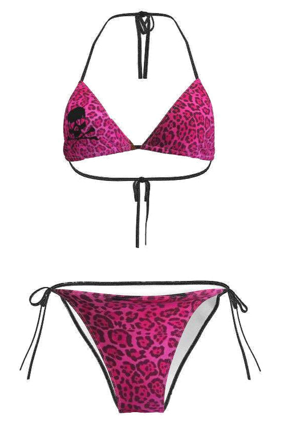 Y2K Baddie Skull Leopard Print Swimwear