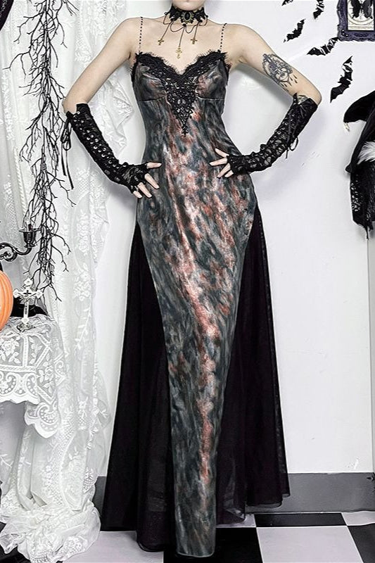Gothic Tie Dye Flared Maxi Dress Secondary image