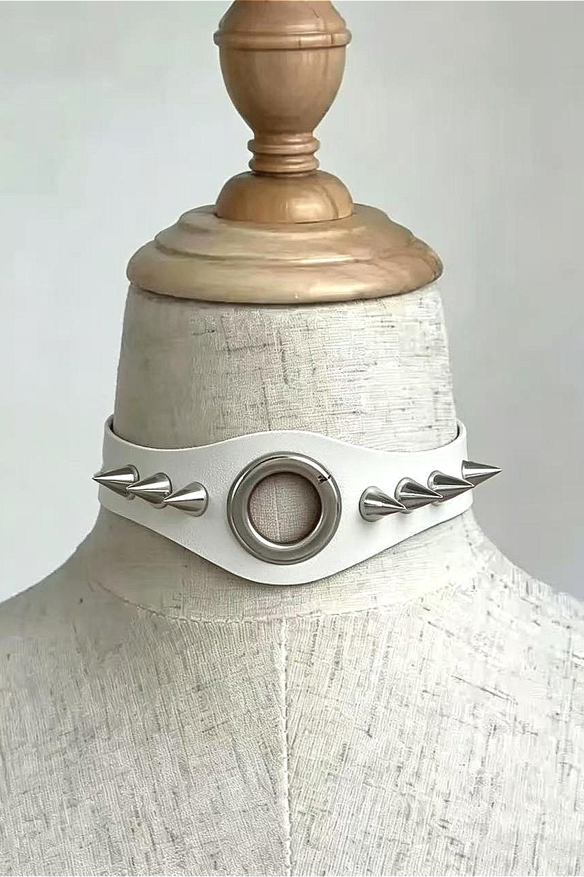 Cyberpunk Rivet Studded Leather Necklace Secondary image