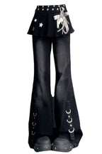 Layered Skirt Flared Denim Pants
