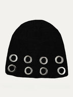 Punk Metal Ring Hole Beanie Hat