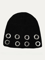 Punk Metal Ring Hole Beanie Hat