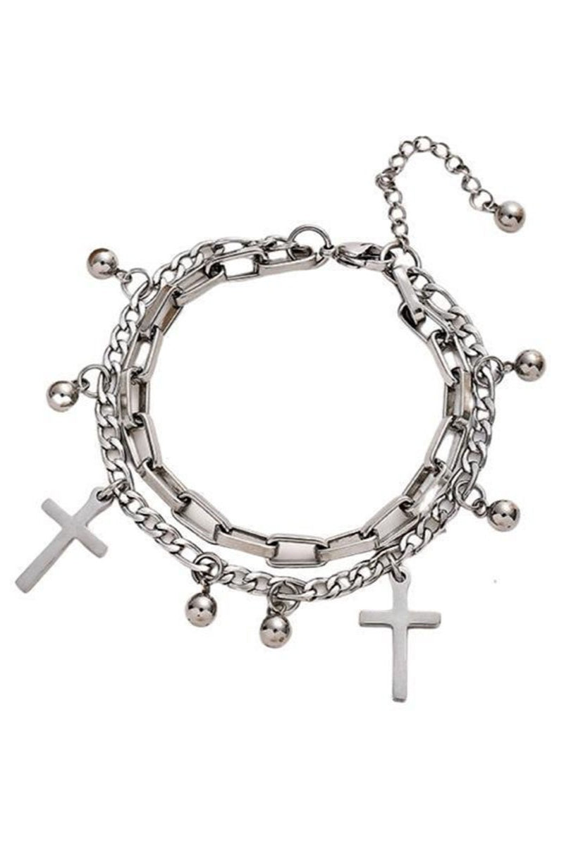 Cross Heart Double Layer Alloy Bracelet
