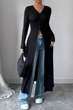Longline V Neck Button Cardigans